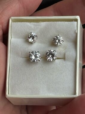 Classic Surgical Steal CZ Stud Earrings - Clear (Set of 2 Pairs)